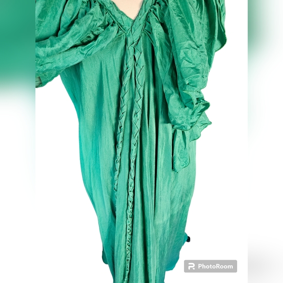 Lisa Brown | Green 100% Silk Hab Maxi - Poppy Dress | Retails for $699 !! - Picture 5 of 8